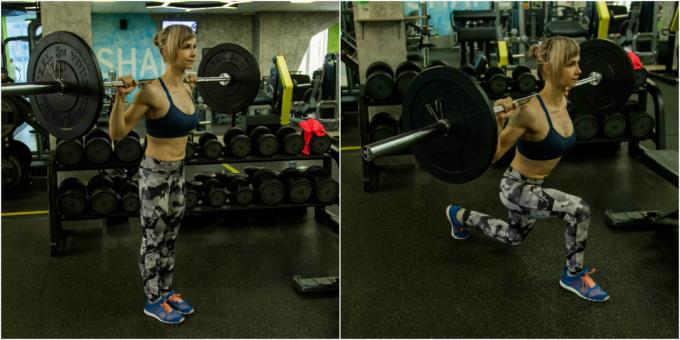 Lunges com uma barra