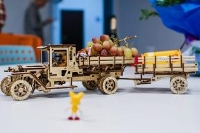 Visão geral UGEARS designer: Caminhão de madeira que vai sem baterias