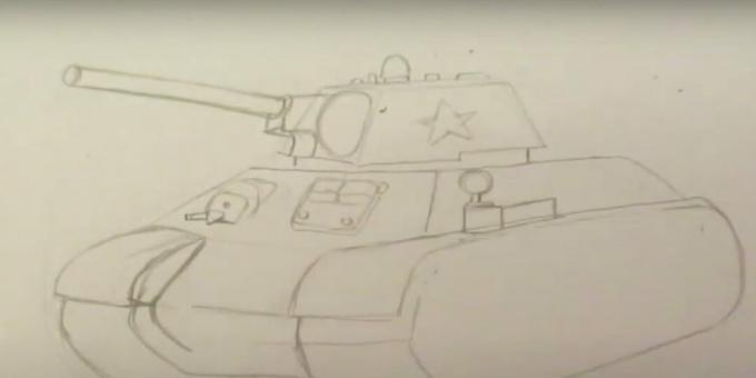 Como desenhar um tanque: sacar a metralhadora frontal e a escotilha do mecânico 