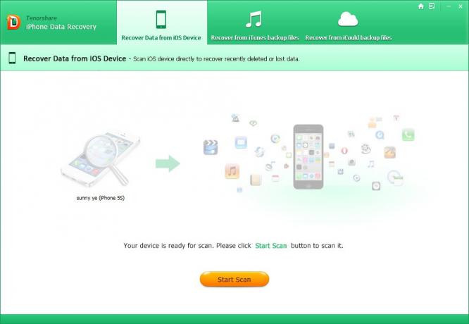 Tenorshare iPhone de Recuperação de Dados: Start Scan