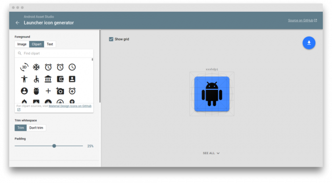Android ativos Estúdio: criação de ícones