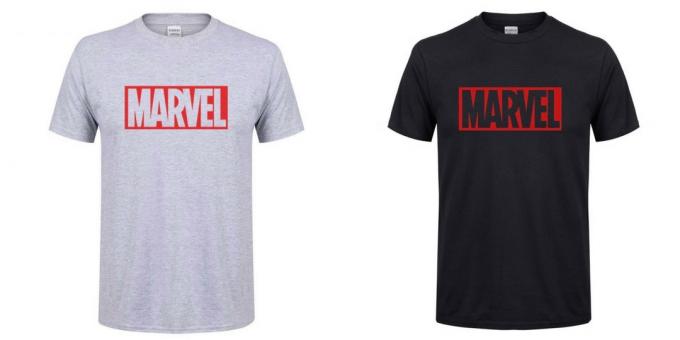 T-shirts com o logotipo da Marvel