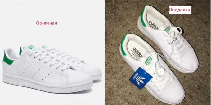 sapatos originais e falsificados Adidas