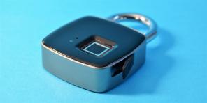 Visão de cadeados inteligentes c Bluetooth e um leitor de impressões digitais