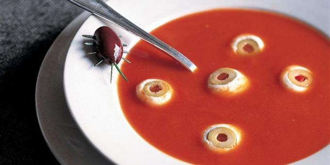 Louça para o Dia das Bruxas: Sopa de Tomate com os olhos