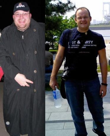 Vladimir "antes" e "depois" da perda de peso 