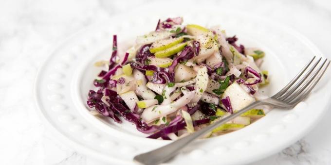 Salada com pêra e repolho