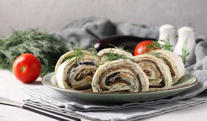 Lavash roll com berinjela