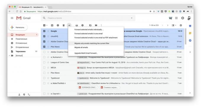 Multi-mail Encaminhar para o Gmail