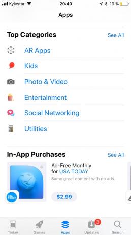 App Store no iOS 11: Categorias populares