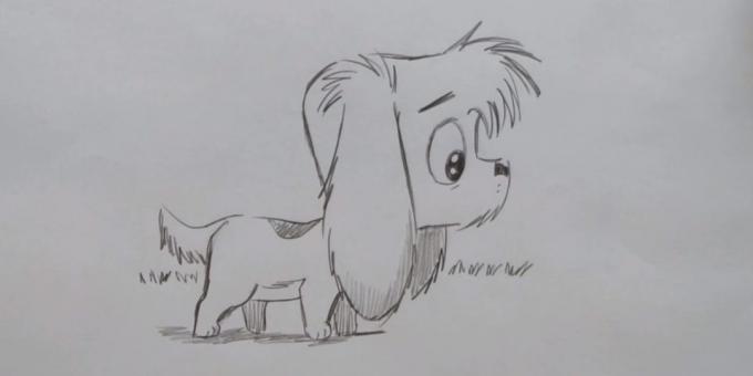 Como desenhar um cão que está em estilo cartoon