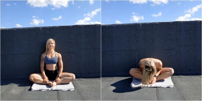 Exercícios simples de ioga: postura em ângulo fechado