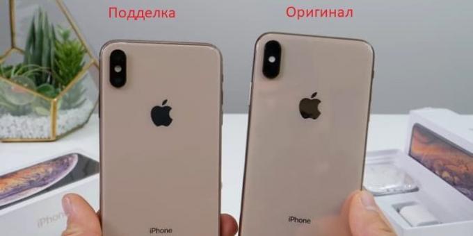 O original e os smartphones da Apple falso