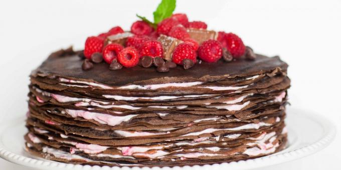 bolo de panqueca com chocolate e bagas: Recipes