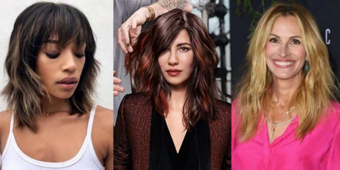 cortes de cabelo de mulher modernos em 2019: uma textura cascata