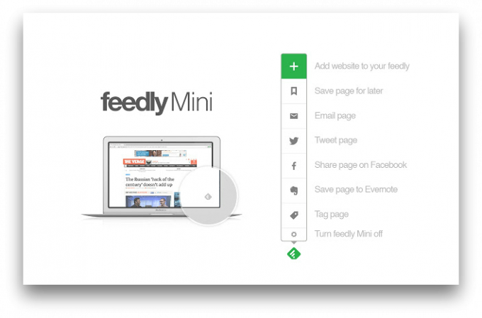 Feedly Mini - extensão do Chrome para uso conveniente Feedly