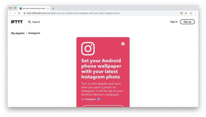 Automação ação com IFTTT receitas: wallpapers para download no Instagram