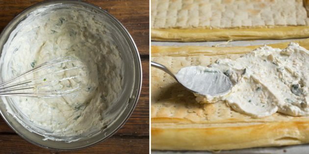 Torta de feta: faça creme de queijo e pincele a massa