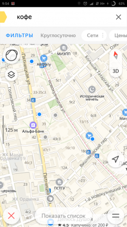 "Yandex. Mapa "da cidade: uma busca inteligente para alimentação popular