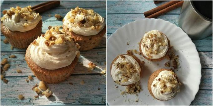 Cupcakes de xarope de bordo e noz de manteiga: uma receita simples