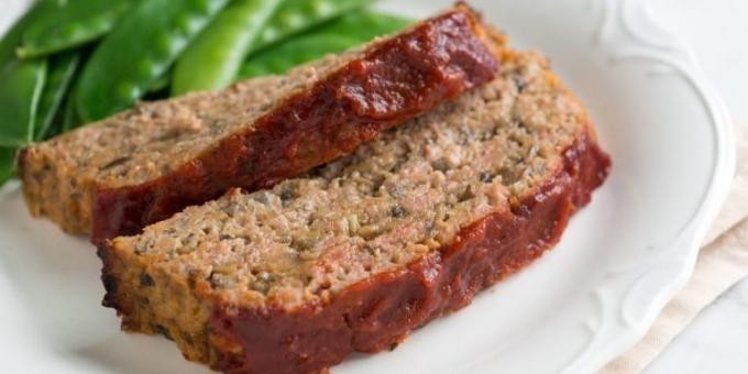 O que cozinhar carne picada: Meat Loaf com cogumelos