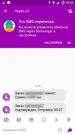Facebook Messenger: SMS-correspondência