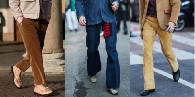 calças Maioria dos homens da moda: Calças no estilo da década de 1970