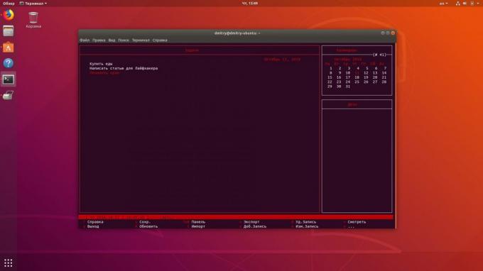 terminal do Linux permite agendar eventos no calendário