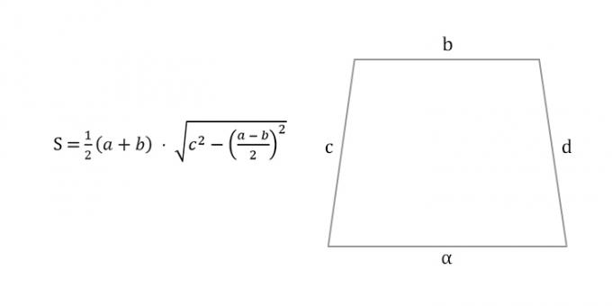 Como calcular a área de um trapézio isósceles em quatro lados