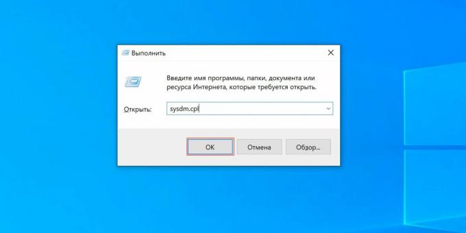 Como personalizar o arquivo de troca do Windows 10: digite sysdm.cpl