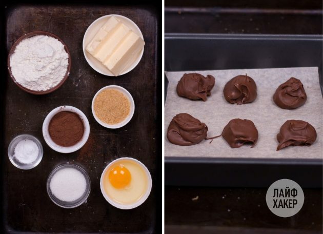 Prepare os ingredientes para os cookies de fondant de chocolate: 