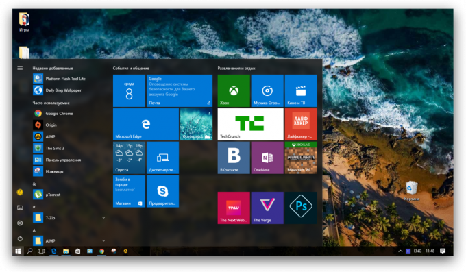 Microsoft Edge: menu iniciar