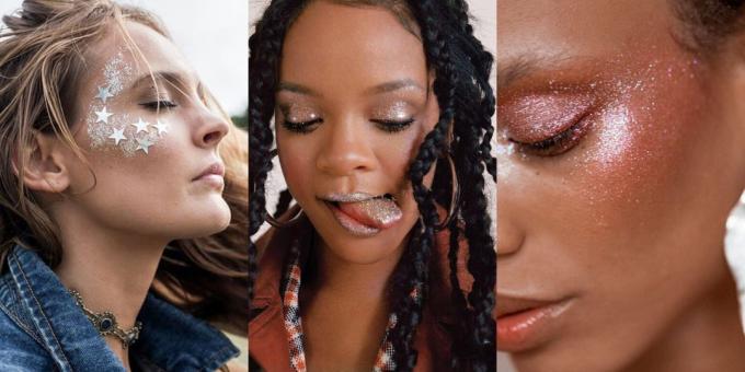 de Ano Novo make-up: brilho em todos os lugares