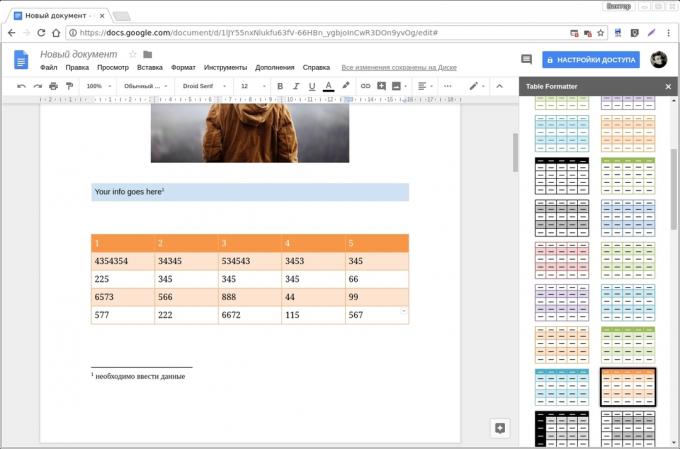 Google Docs add-ons: Tabela Formatter