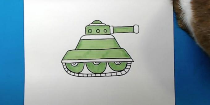 Como desenhar um tanque: adicione uma cor verde clara 