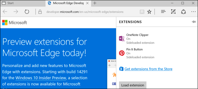 Microsoft Edge extensões aniversário de atualização Windows 10