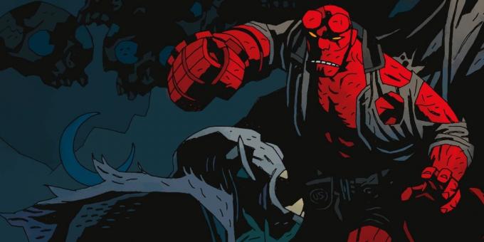 Hellboy: A mão direita de Hellboy é muito grande e feita de pedra