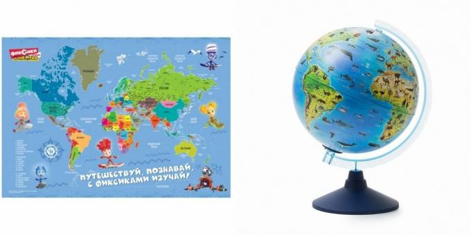 Presentes para um menino de 5 anos em seu aniversário: mapa-múndi ou globo