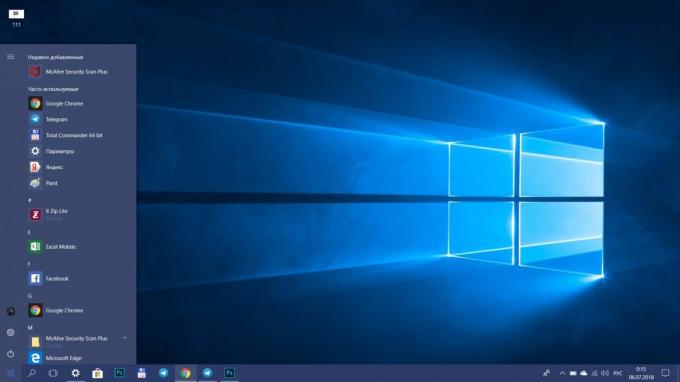 Como acelerar o Windows 10. Descarregar o menu "Iniciar"