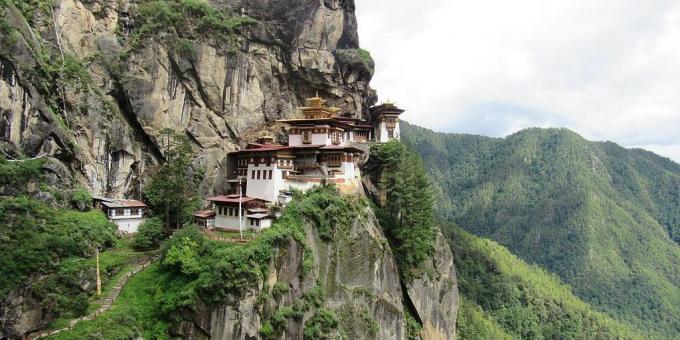 território asiático conscientemente atrai turistas mosteiro Paro Taktsang, Butão