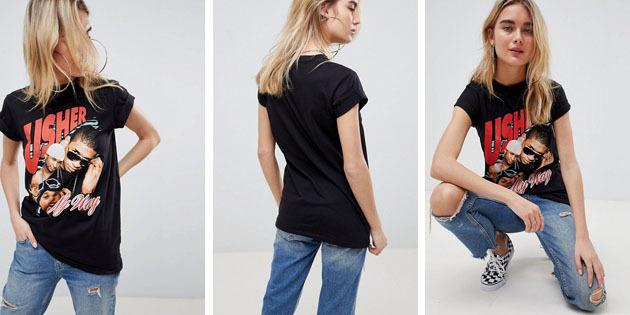 moda t-shirt das mulheres de lojas europeus: Cotton T-shirt ASOS 