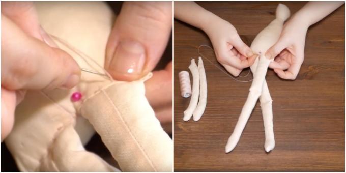 Como costurar uma boneca Tilda: costurar nas pernas