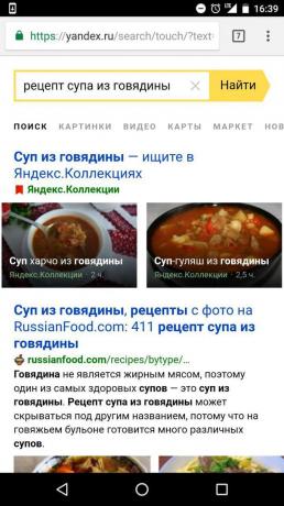 "Yandex": procure receitas por ingredientes