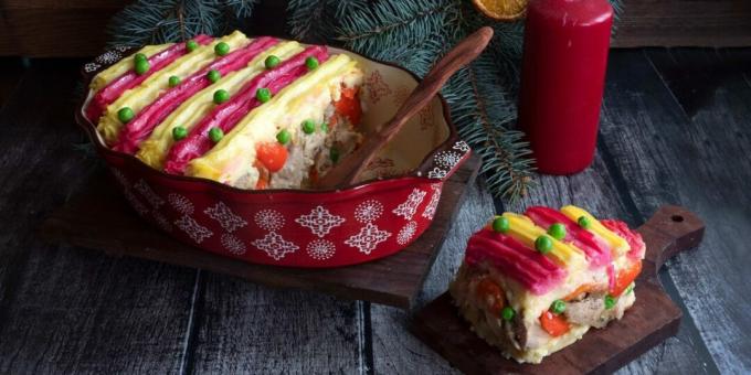 Torta de pastor com carne e legumes