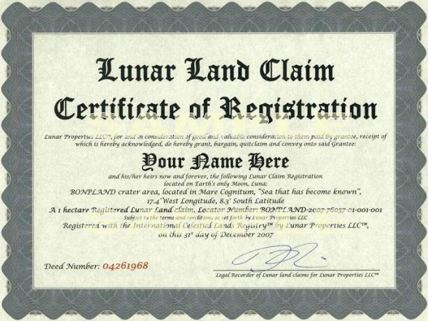 certificado de Luna no chão