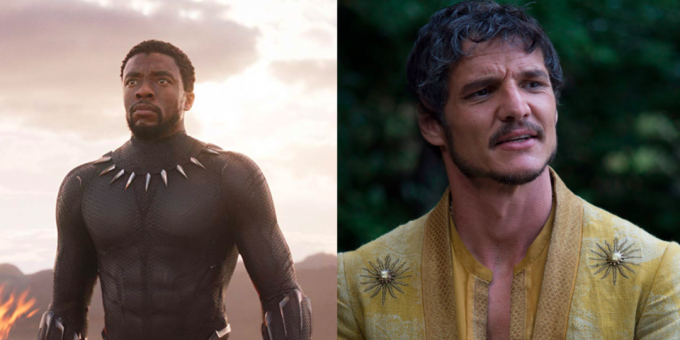 caracteres comparar "Os Vingadores" e "Game of Thrones". Black Panther e Oberyn Martell