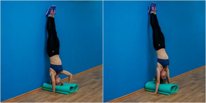 casa workouts para iniciantes: Pushups em handstand