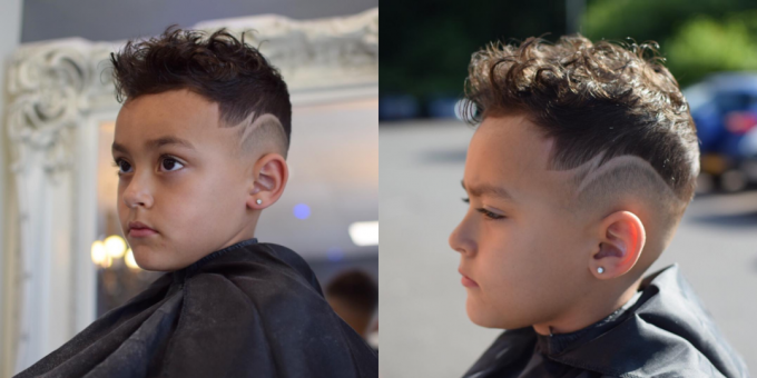 penteados da moda para meninos: desvanece-se com padrões geométricos