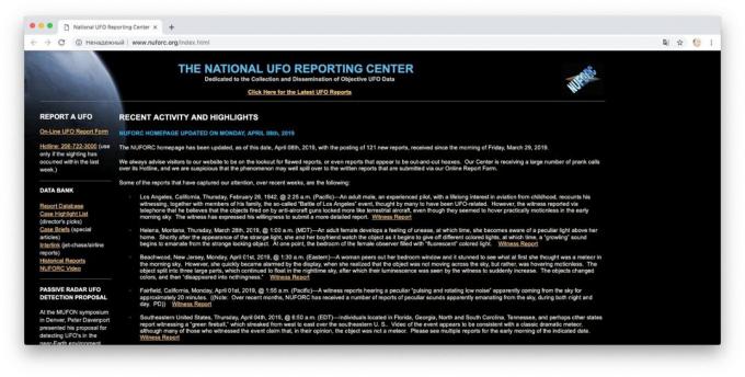 National UFO Center Reporting