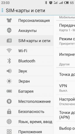 Como distribuir o Internet com do Android smartphone: abrir o «cartão SIM ea seção de rede"